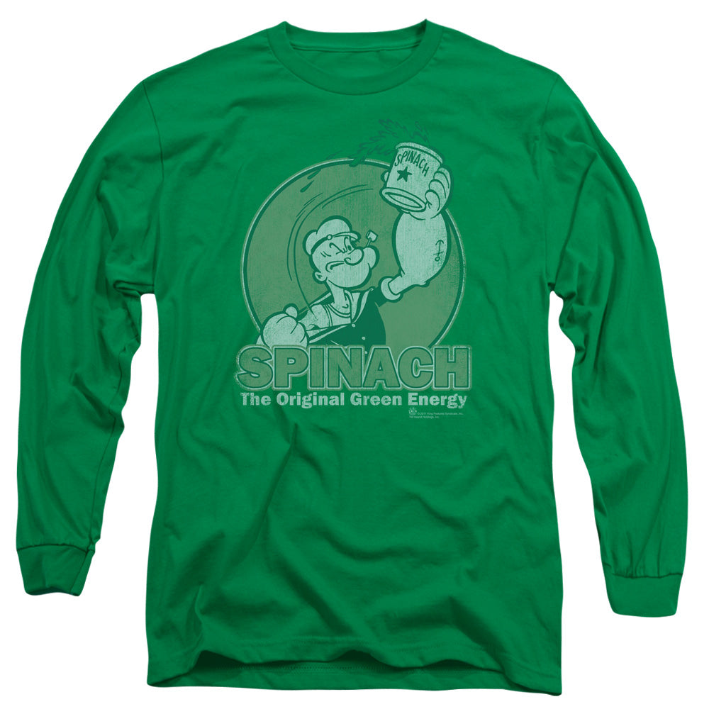 Popeye Green Energy Mens Long Sleeve Shirt Kelly Green