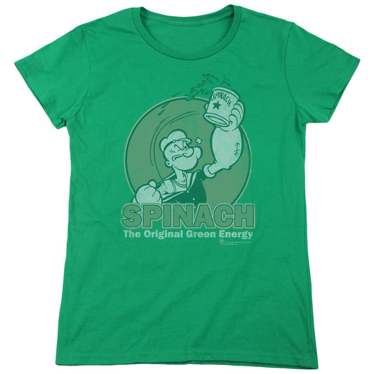 Popeye Green Energy Womens T Shirt Kelly Green