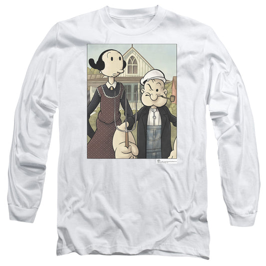 Popeye Popeye Gothic Mens Long Sleeve Shirt White