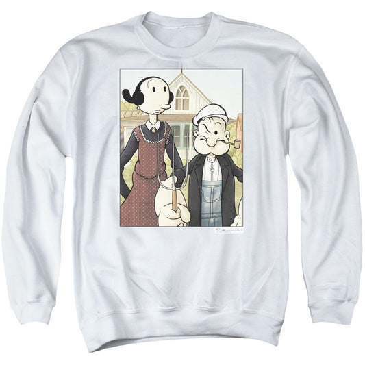 Popeye Popeye Gothic Mens Crewneck Sweatshirt White