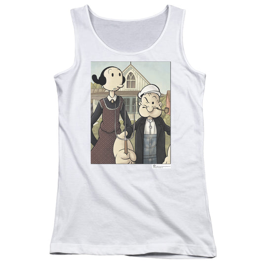 Popeye Popeye Gothic Womens Tank Top Shirt White