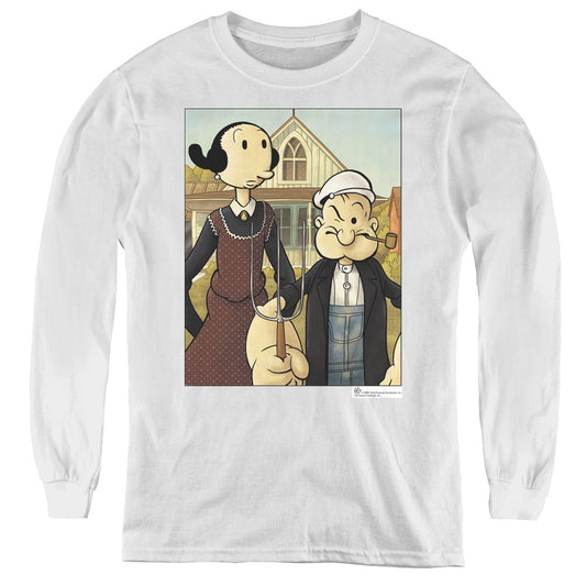 Popeye Popeye Gothic Long Sleeve Kids Youth T Shirt White