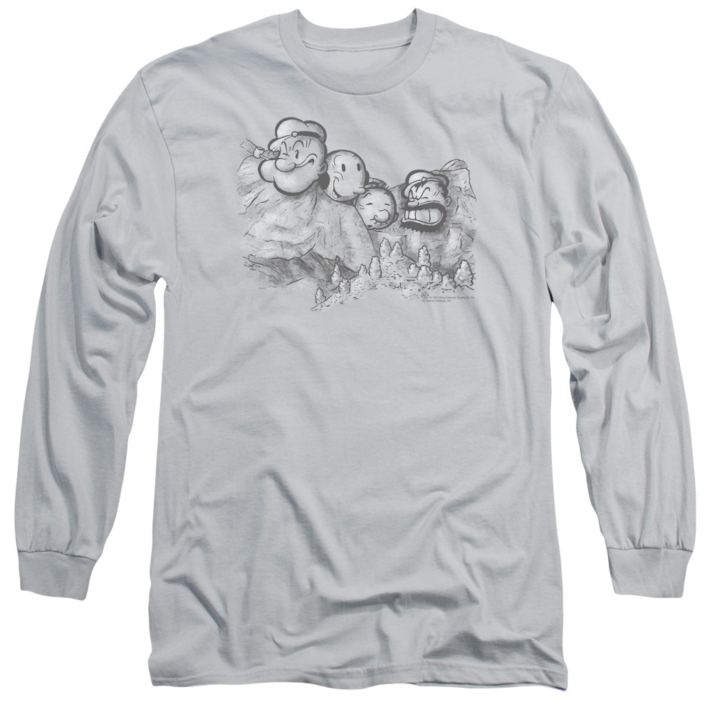 Popeye Pop Rushmore Mens Long Sleeve Shirt Silver