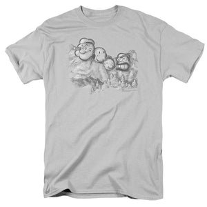 Popeye Pop Rushmore Mens T Shirt Silver