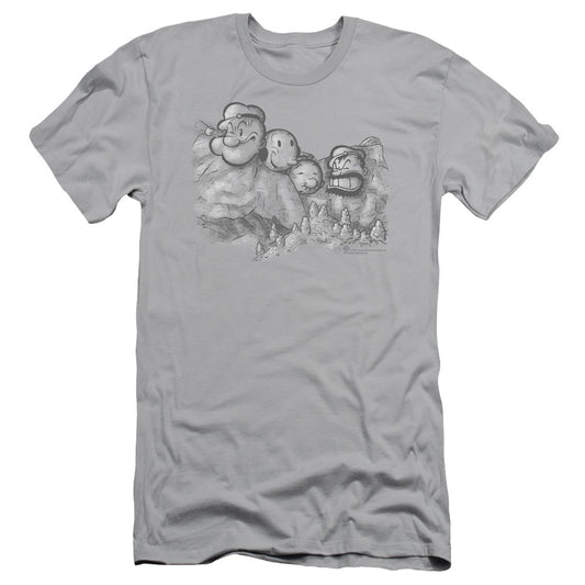 Popeye Pop Rushmore Slim Fit Mens T Shirt Silver