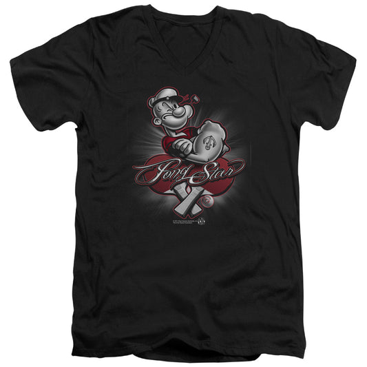 Popeye Pong Star S S Adult V Neck Black