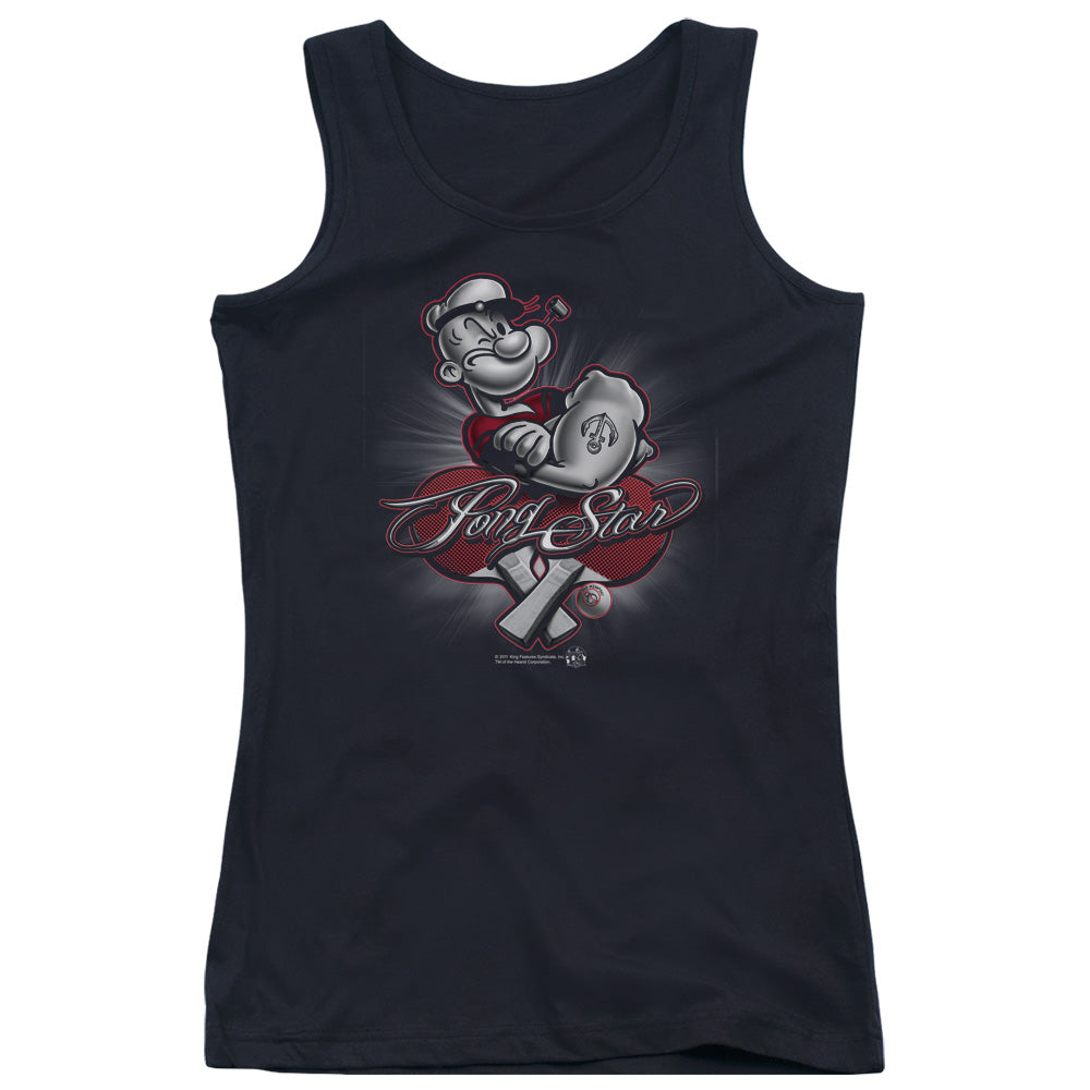 Popeye Pong Star Womens Tank Top Shirt Black