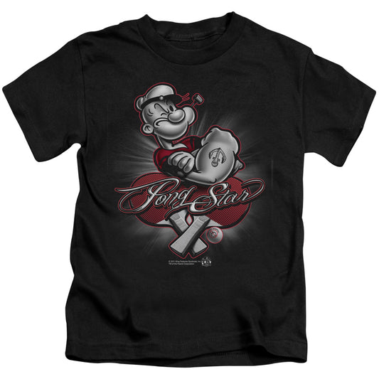 Popeye Pong Star Juvenile Kids Youth T Shirt Black