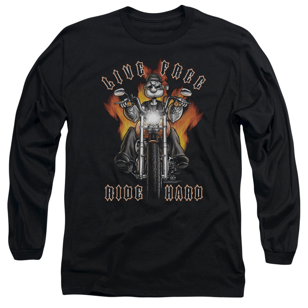 Popeye Ride Hard Mens Long Sleeve Shirt Black