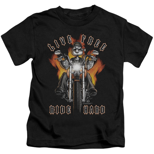 Popeye Ride Hard Juvenile Kids Youth T Shirt Black