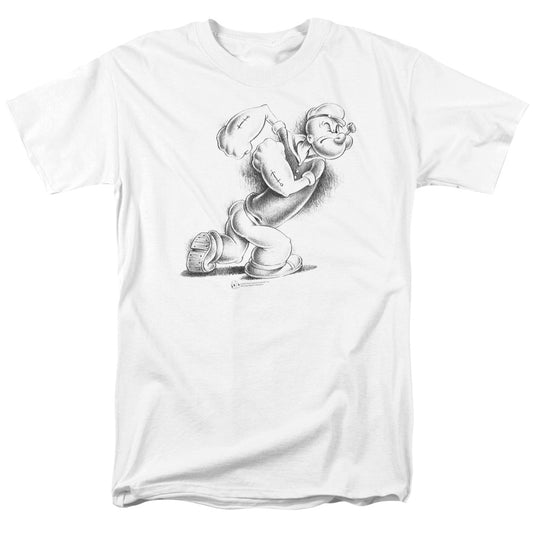 Popeye Here Comes Trouble Mens T Shirt White