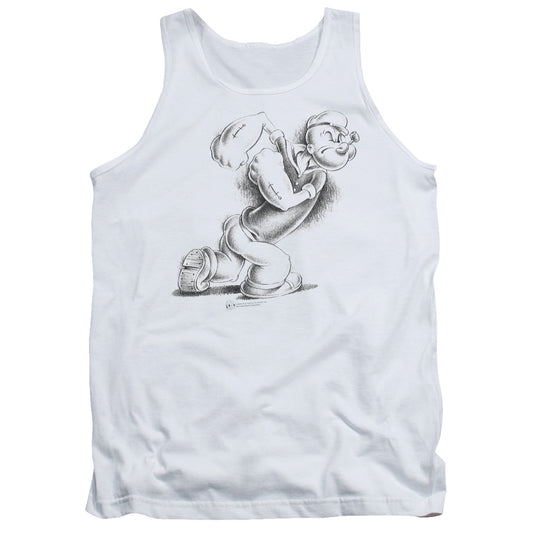 Popeye Here Comes Trouble Mens Tank Top Shirt White