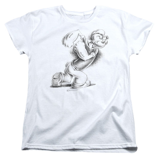 Popeye Here Comes Trouble Womens T Shirt White