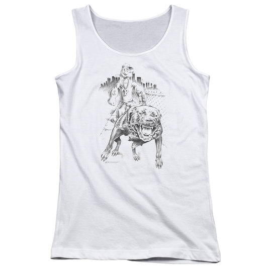 Popeye Walking The Dog Womens Tank Top Shirt White