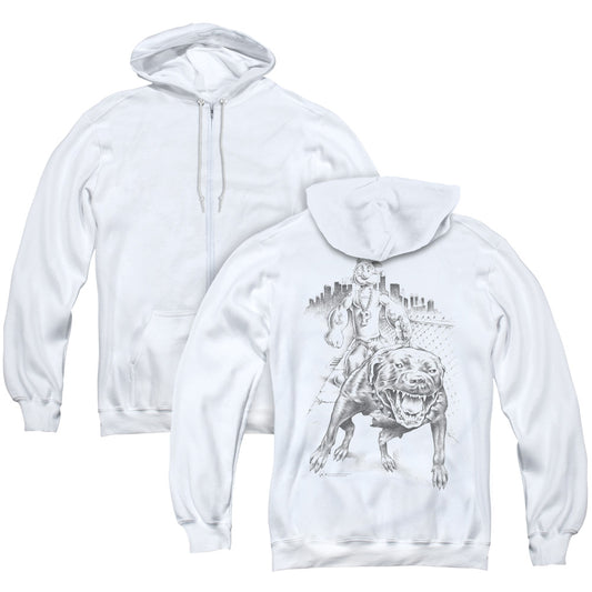 Popeye Walking The Dog Back Print Zipper Mens Hoodie White