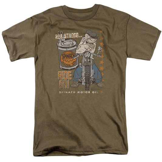 Popeye Ride On Mens T Shirt Safari Green