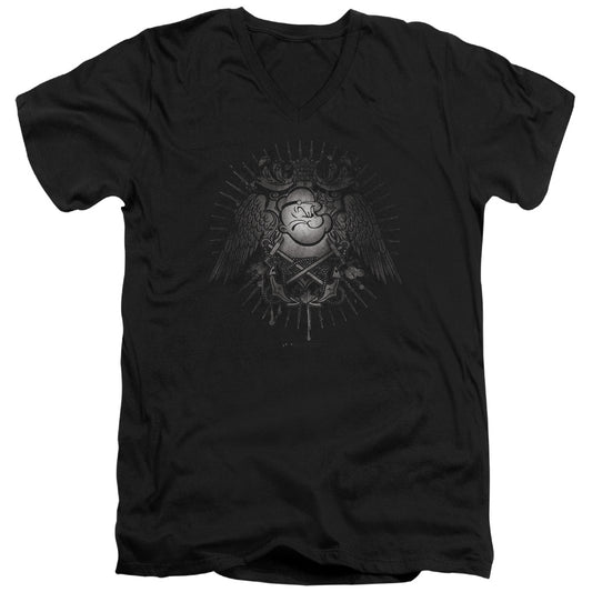 Popeye Sailor Heraldry S S Adult V Neck Black