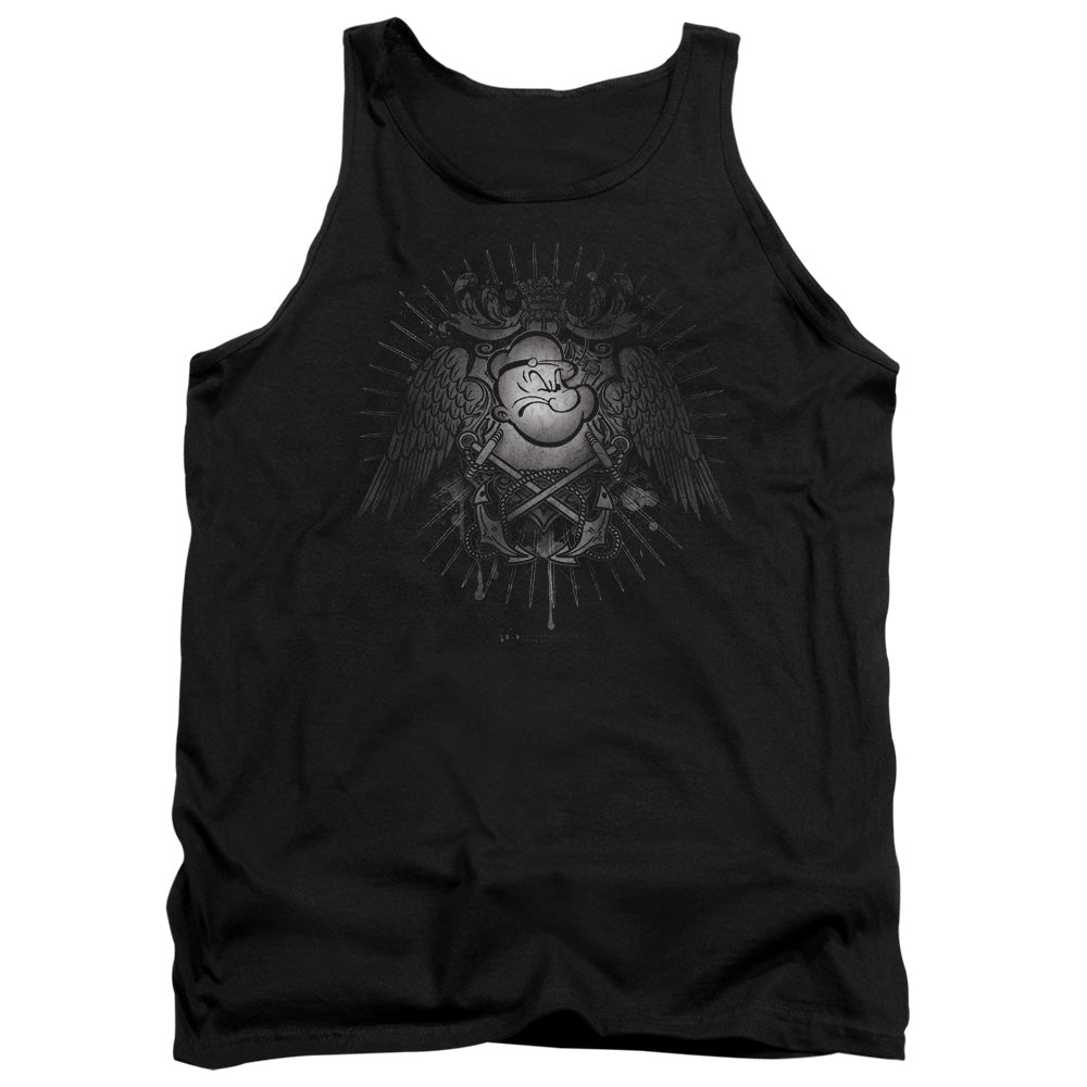 Popeye Sailor Heraldry Mens Tank Top Shirt Black