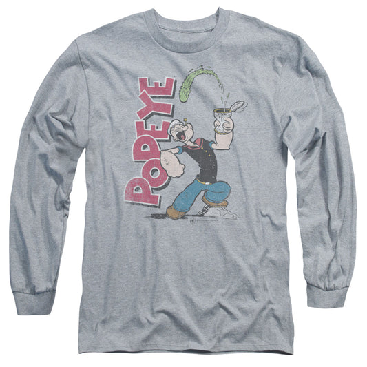 Popeye Spinach Power Mens Long Sleeve Shirt Athletic Heather