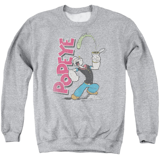 Popeye Spinach Power Mens Crewneck Sweatshirt Athletic Heather