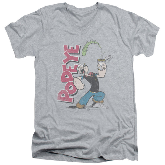 Popeye Spinach Power S S Adult V Neck Athletic Heather