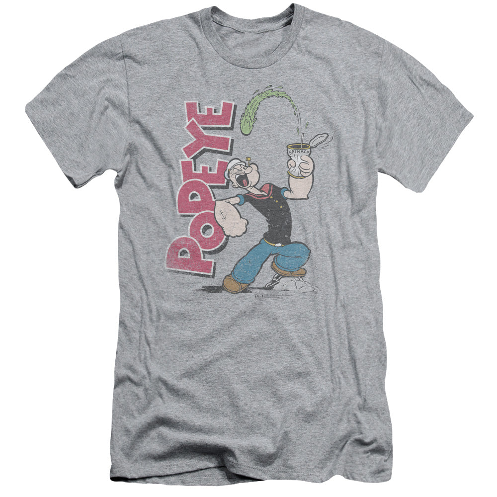 Popeye Spinach Power Slim Fit Mens T Shirt Athletic Heather