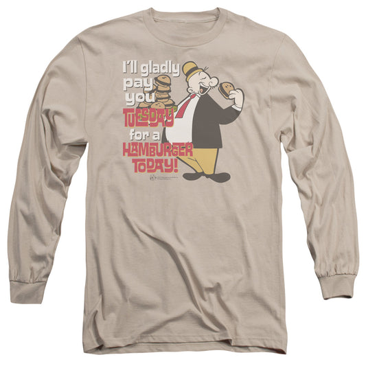 Popeye Tuesday Mens Long Sleeve Shirt Sand