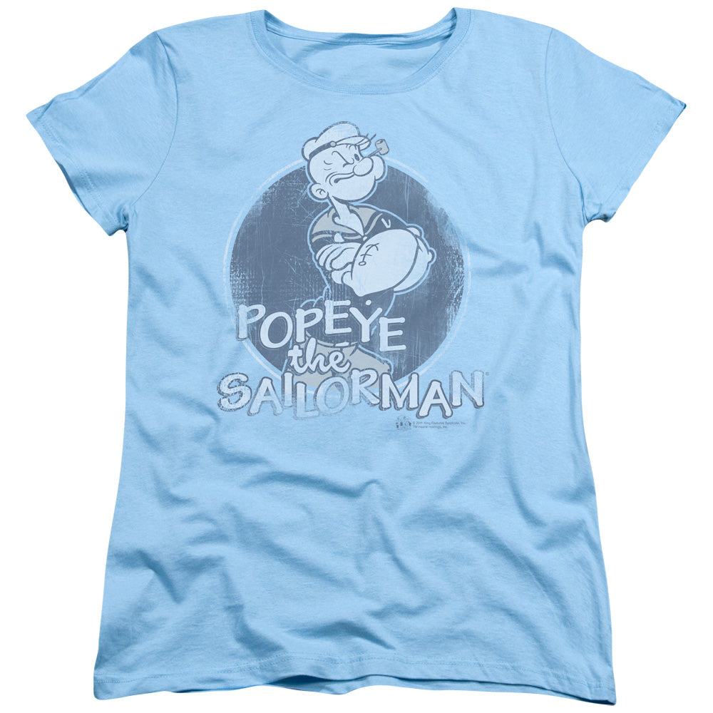 Popeye Original Sailorman Womens T Shirt Light Blue