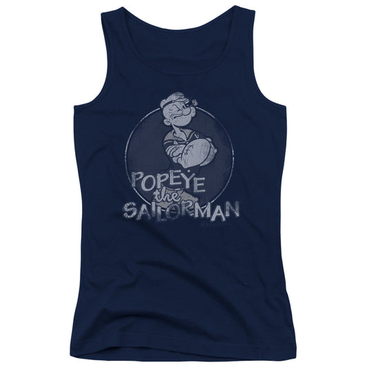 Popeye Original Sailorman Womens Tank Top Shirt Navy