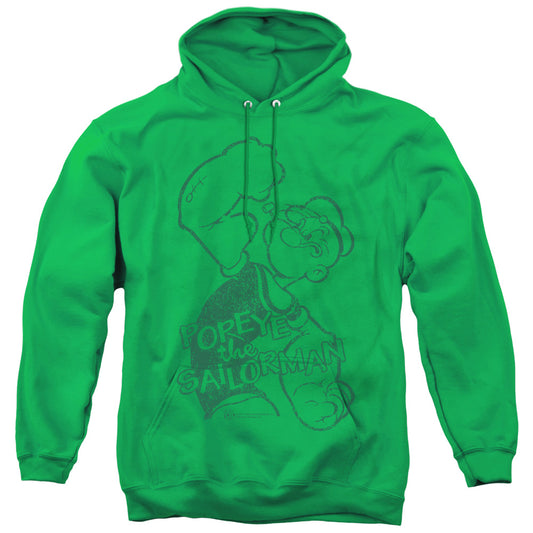 Popeye Spinach Strong Mens Hoodie Kelly Green