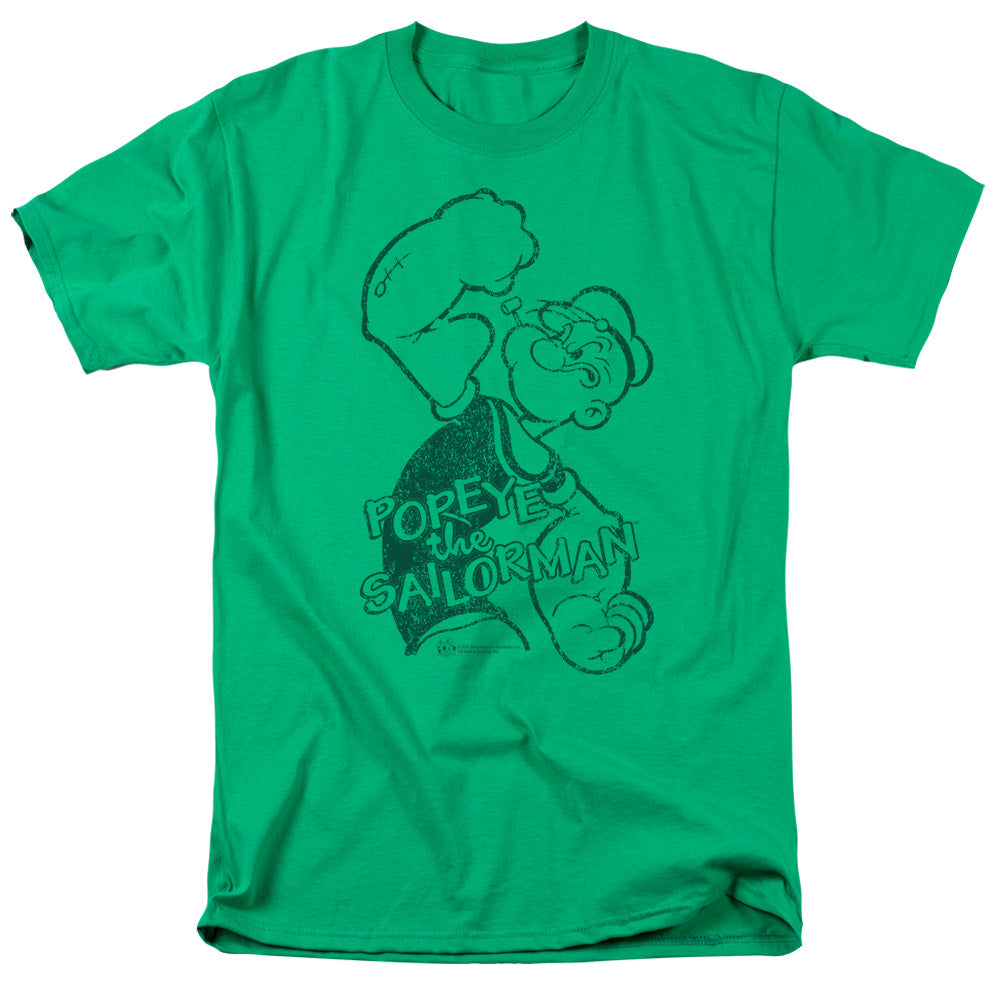 Popeye Spinach Strong Mens T Shirt Kelly Green