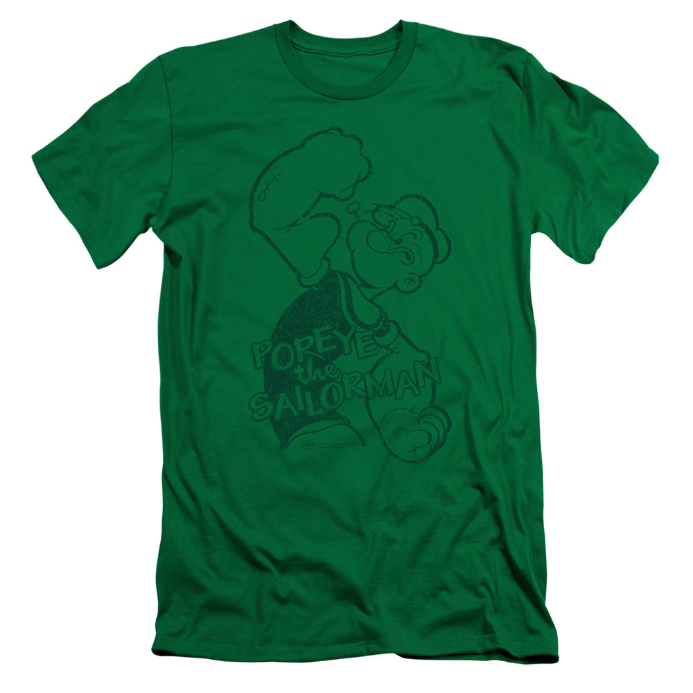 Popeye Spinach Strong Slim Fit Mens T Shirt Kelly Green