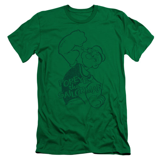 Popeye Spinach Strong Slim Fit Mens T Shirt Kelly Green