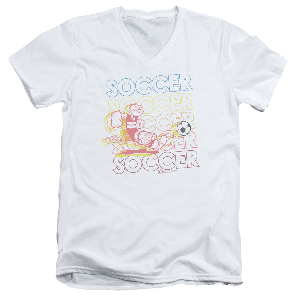 Popeye Soccer S S Adult V Neck White