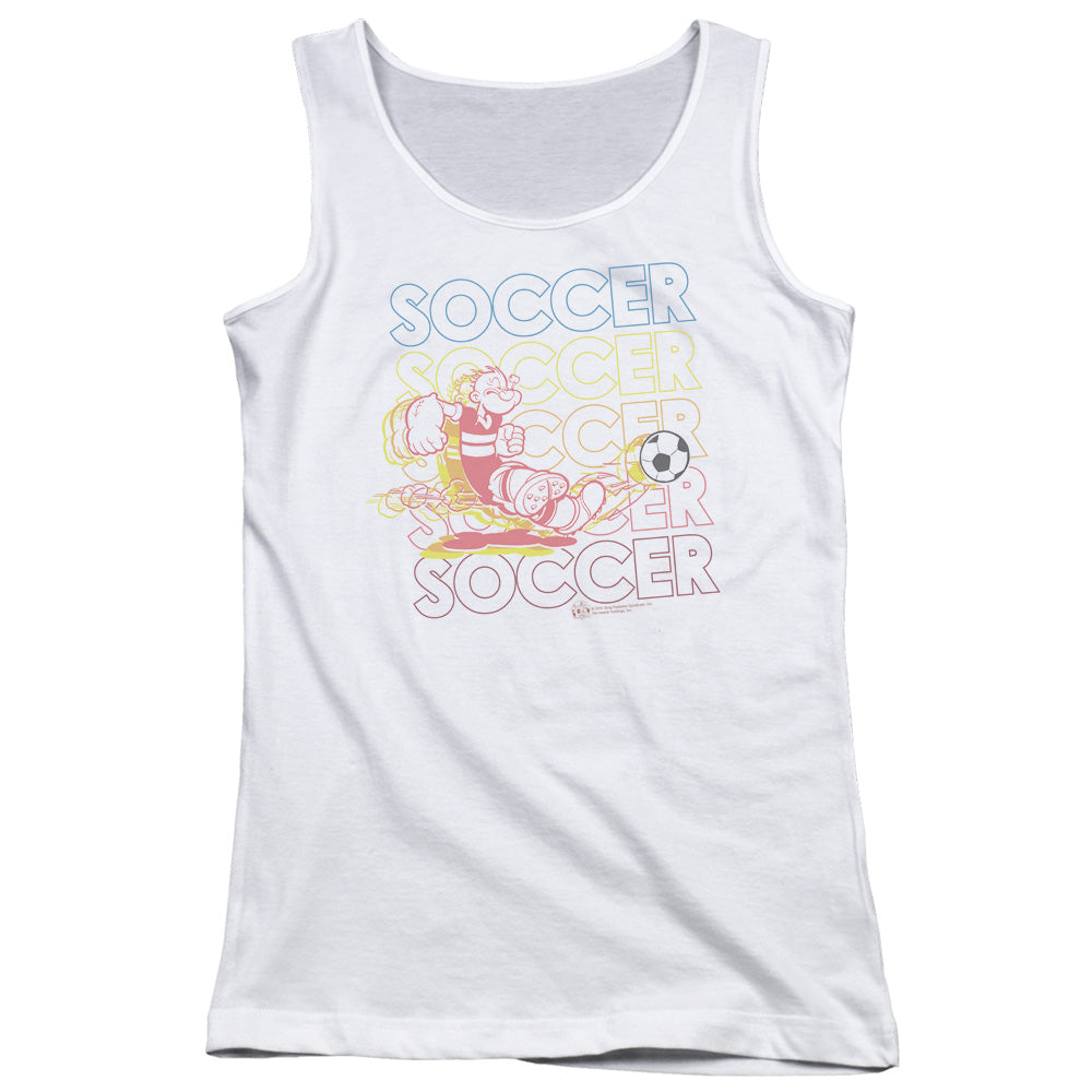 Popeye Soccer Womens Tank Top Shirt White