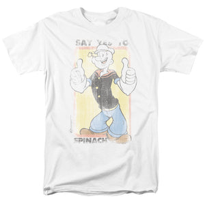 Popeye Say Yes To Spinach Mens T Shirt White