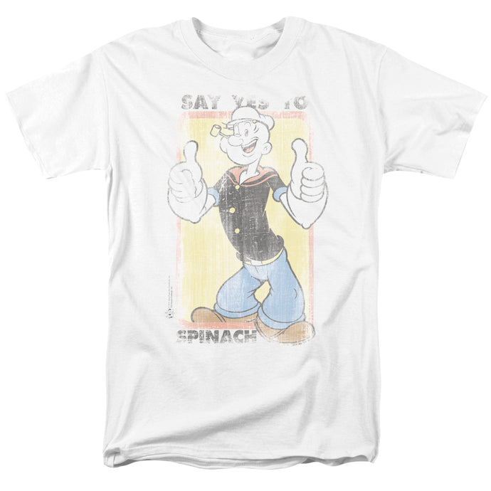 Popeye Say Yes To Spinach Mens T Shirt White