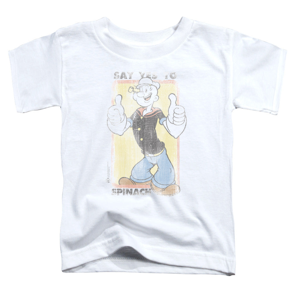 Popeye Say Yes To Spinach Toddler Kids Youth T Shirt White