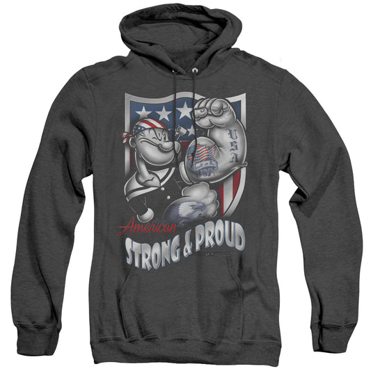 Popeye Strong & Proud Heather Mens Hoodie Black