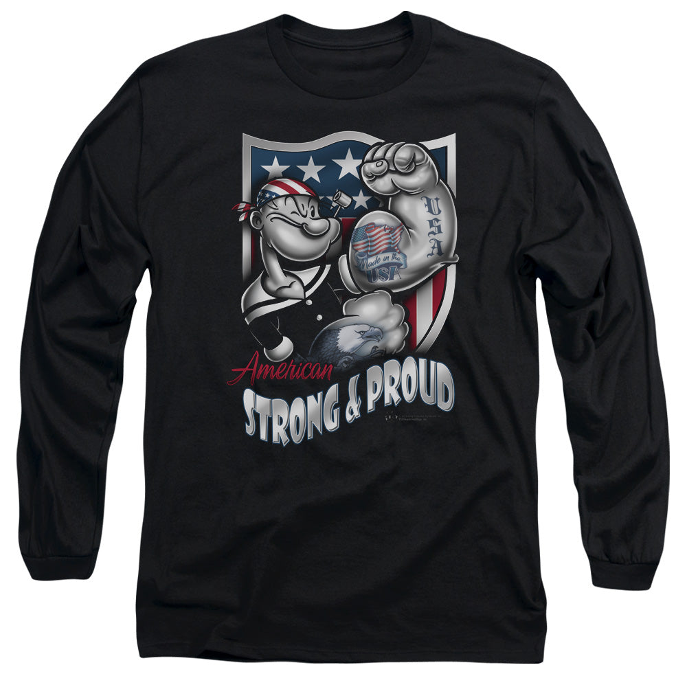 Popeye Strong & Proud Mens Long Sleeve Shirt Black