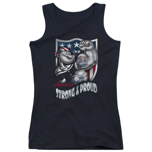 Popeye Strong & Proud Womens Tank Top Shirt Black