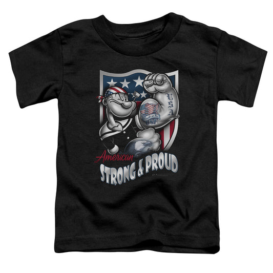 Popeye Strong & Proud Toddler Kids Youth T Shirt Black