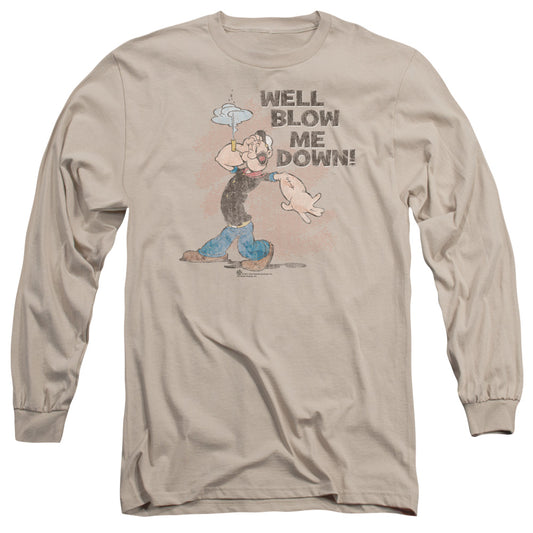 Popeye Blow Me Down Mens Long Sleeve Shirt Sand