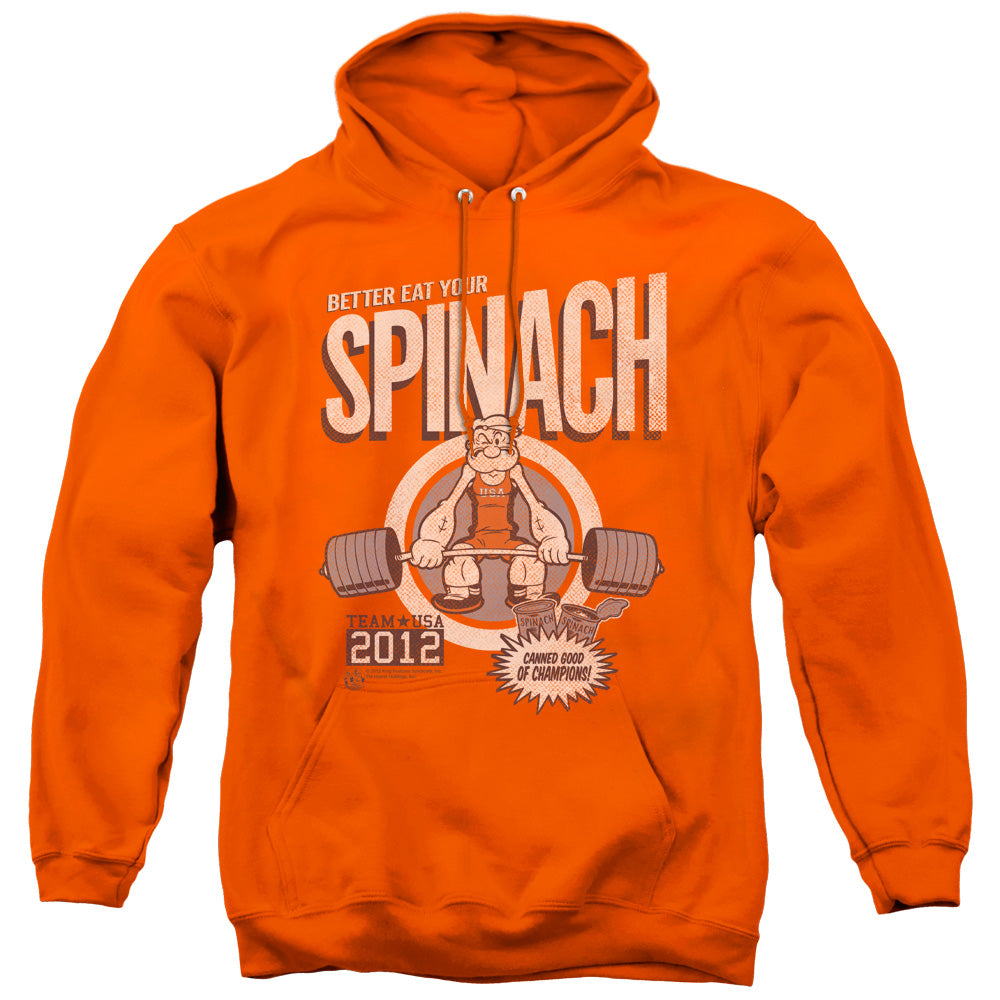 Popeye Eat Your Spinach Mens Hoodie Orange