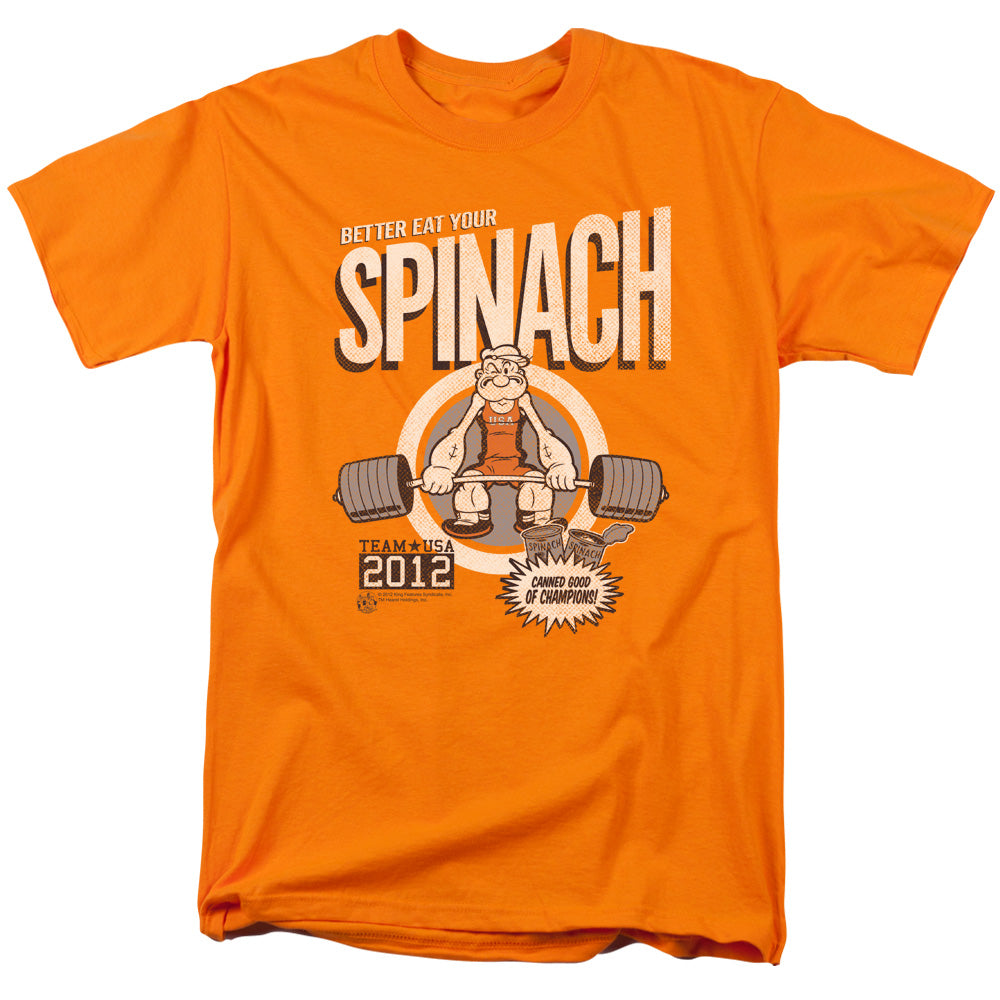 Popeye Eat Your Spinach Mens T Shirt Orange