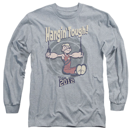 Popeye Hangin Tough Mens Long Sleeve Shirt Athletic Heather