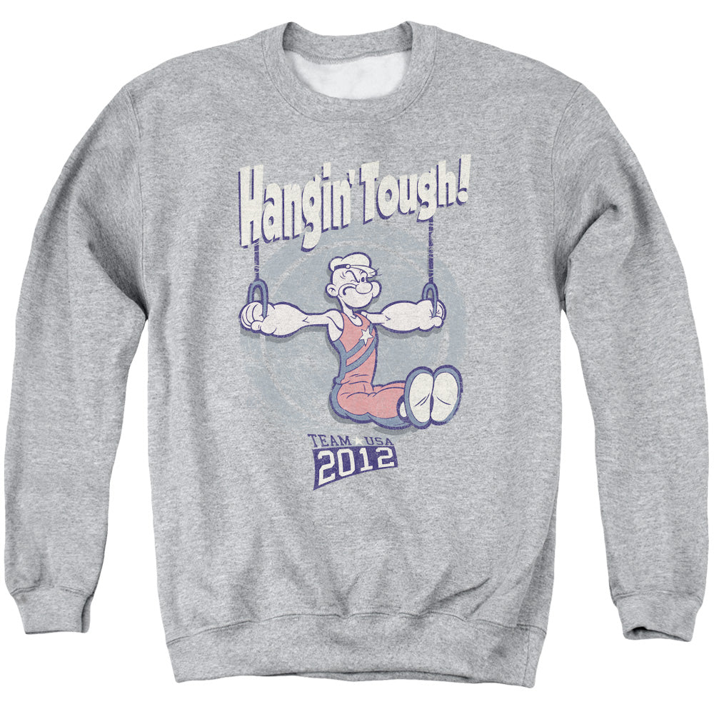 Popeye Hangin Tough Mens Crewneck Sweatshirt Athletic Heather