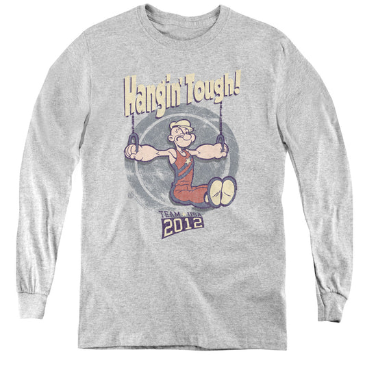 Popeye Hangin Tough Long Sleeve Kids Youth T Shirt Athletic Heather