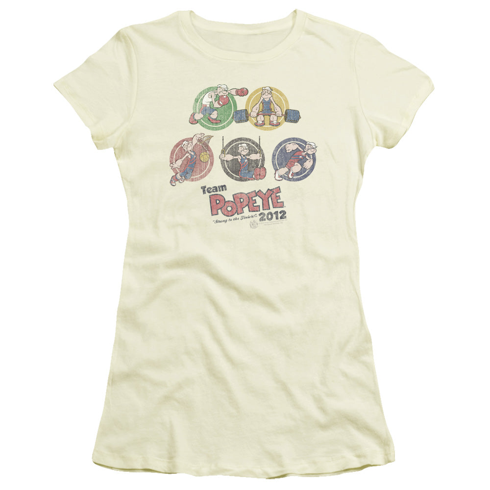 Popeye Team Popeye Junior Sheer Cap Sleeve Womens T Shirt Cream