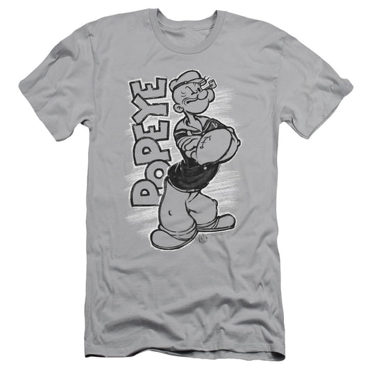 Popeye Inked Popeye Slim Fit Mens T Shirt Silver